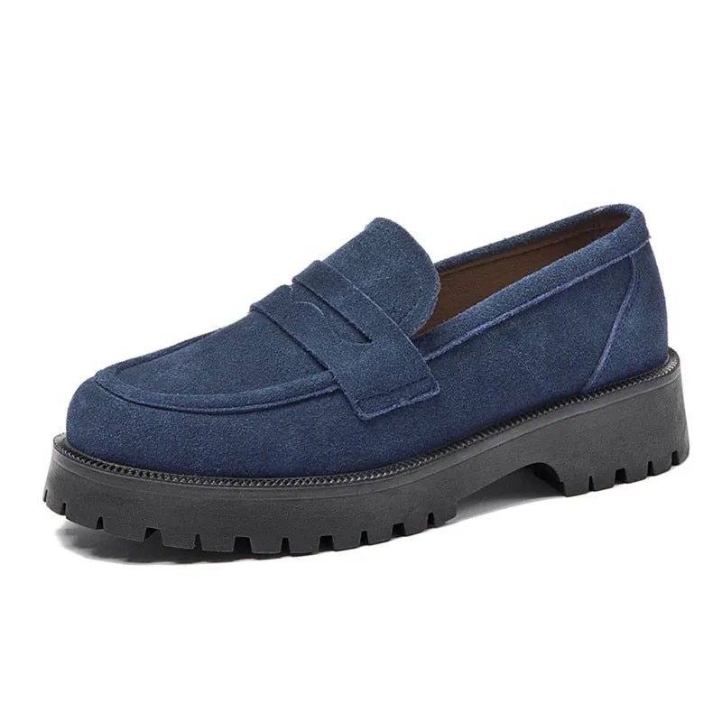 Women Loafers Genuine Leather British Style