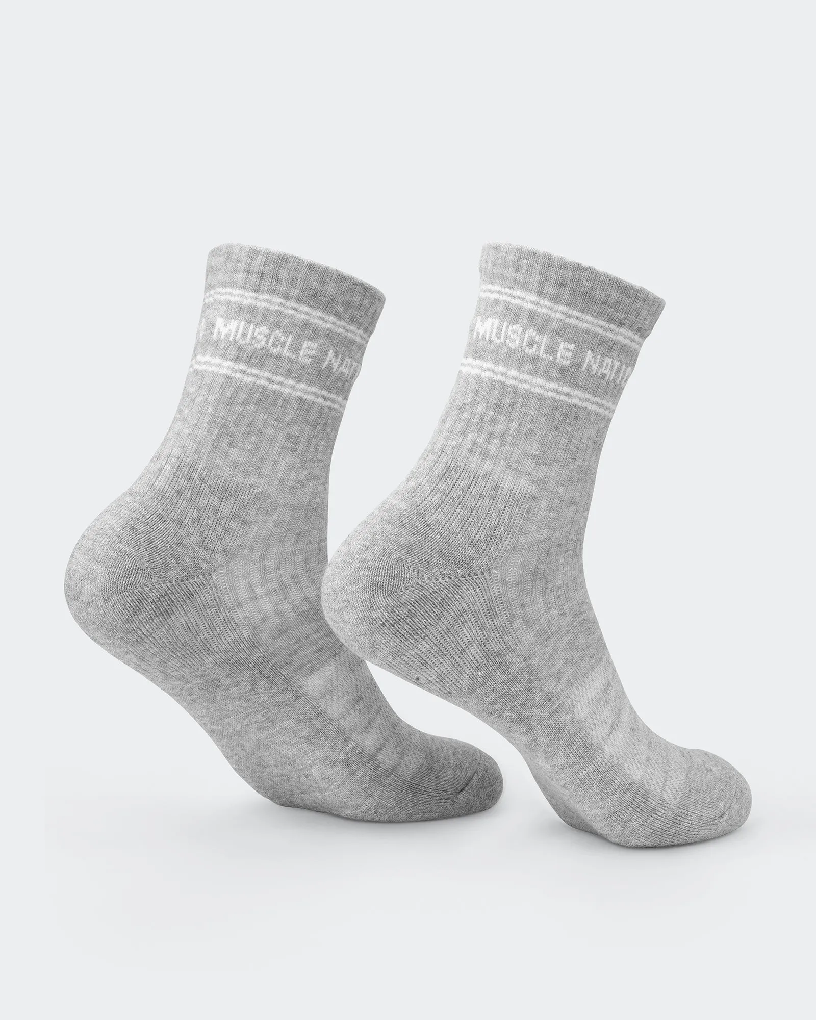 Womens Stripe Crew Sock (2x Pack) - Black/ Grey Marl