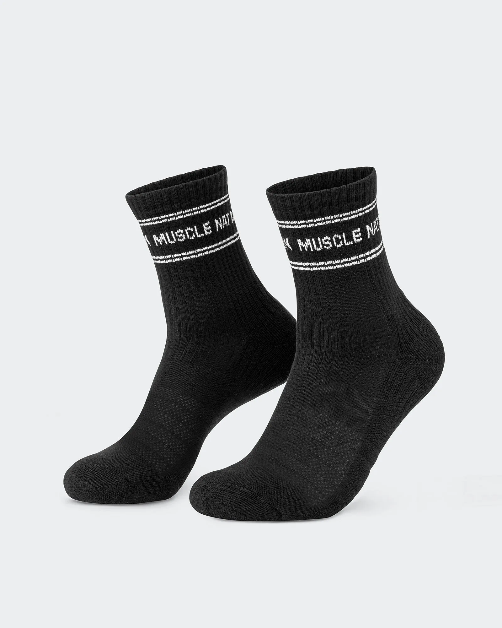 Womens Stripe Crew Sock (2x Pack) - Black/ Grey Marl