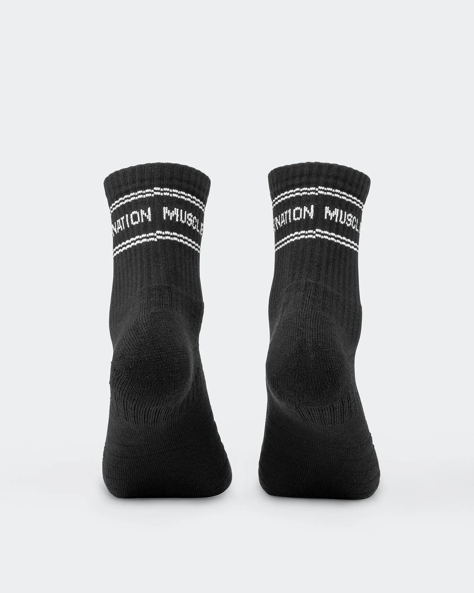 Womens Stripe Crew Sock (2x Pack) - Black/ Grey Marl