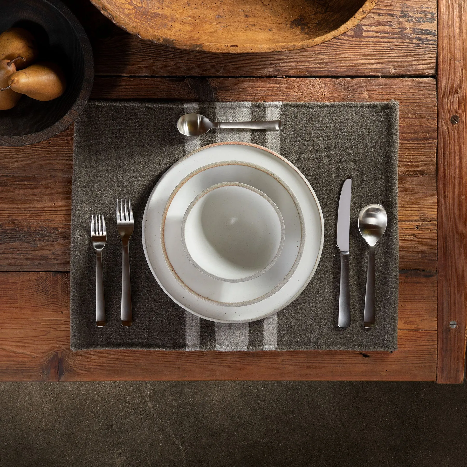 Wool Striped Placemat - Mule/Pearl Grey