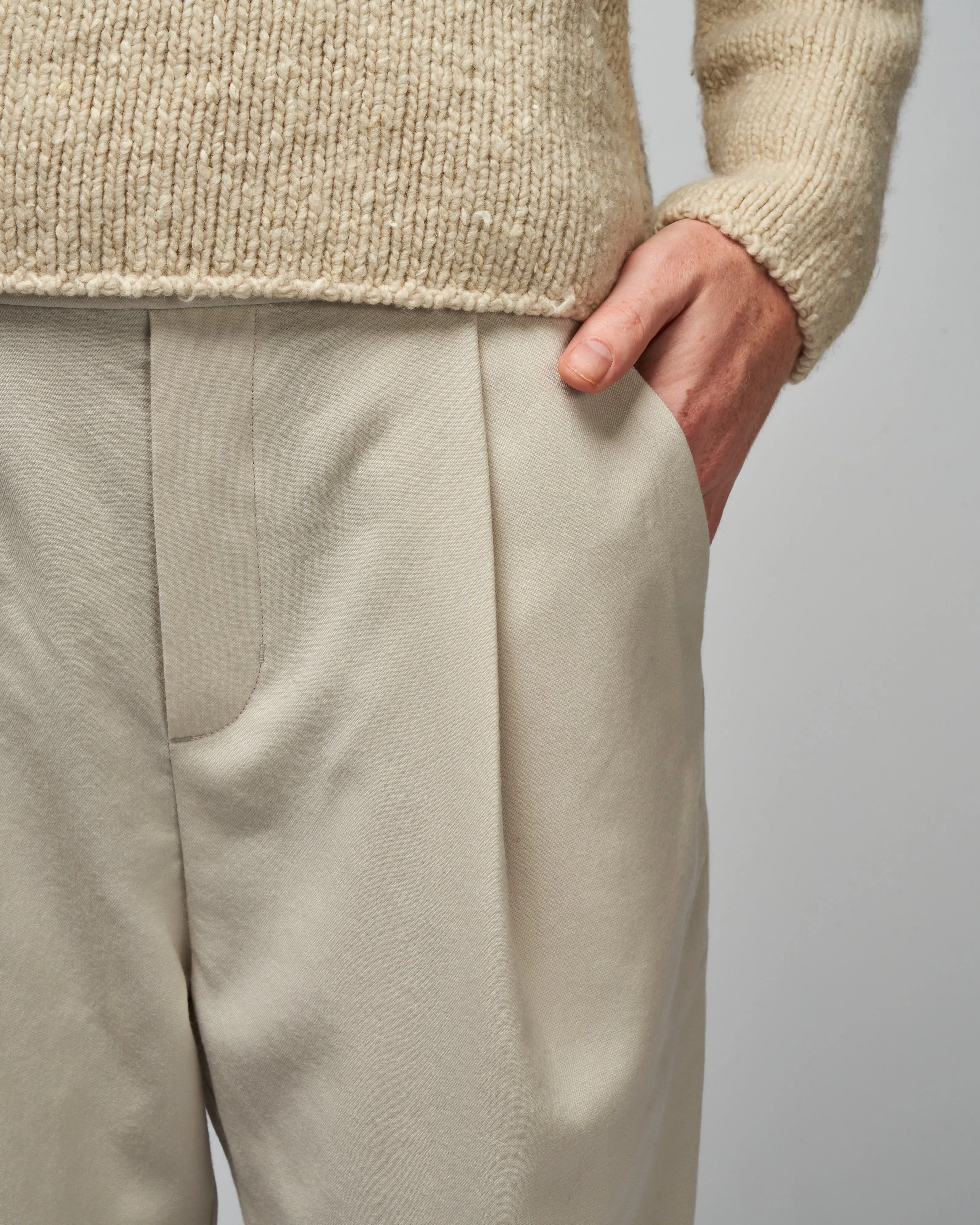 wool tapered pants - ecru