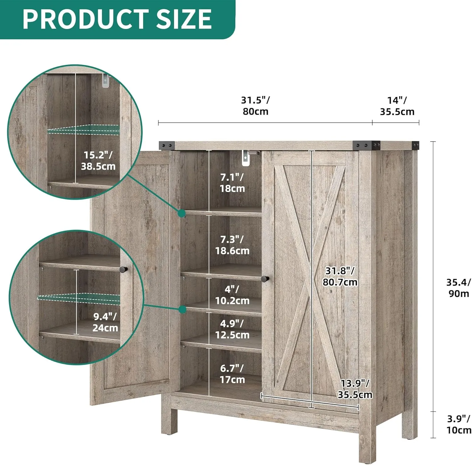 YITAHOME Shoe Cabinet with Doors, Farmhouse 5-Tier Shoe Storage Cabinet for Entryway, Large Capacity Wooden Shoes Rack Organizer for Entryway/Hallway/Closet, Old Oak - new