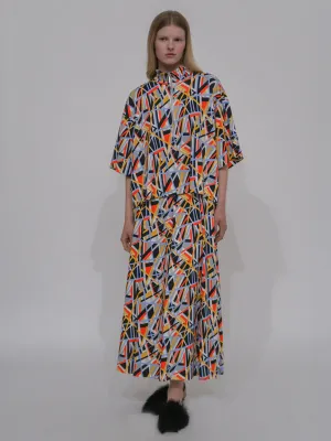 ZIP-UP OVERSIZED POLO TOP - ABSTRACT